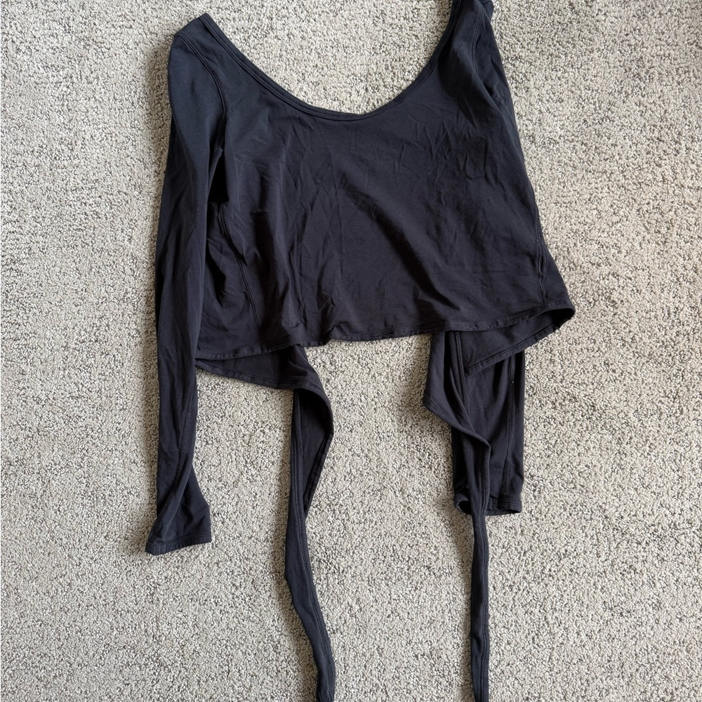 Black Lululemon Long Sleeve wrap Crop Top